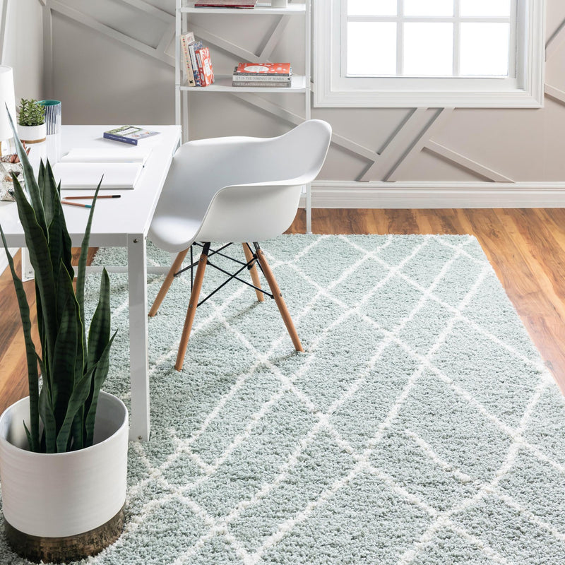 Cozy Haven Shag Collection Area Rug - Serenity (Sage Green) Rectangle Sage Green  lifestyle 3