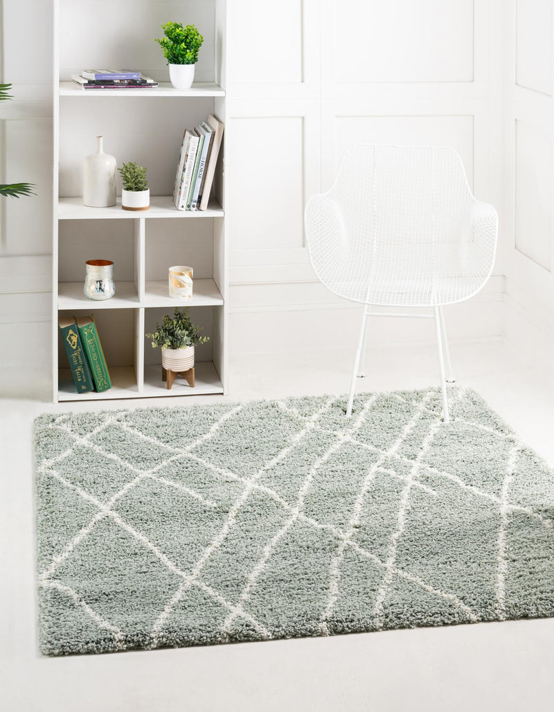 Cozy Haven Shag Collection Area Rug - Serenity (Sage Green) Square Sage Green  lifestyle 22