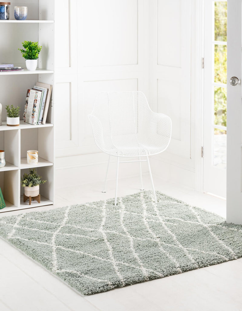 Cozy Haven Shag Collection Area Rug - Serenity (Sage Green) Square Sage Green  lifestyle 25