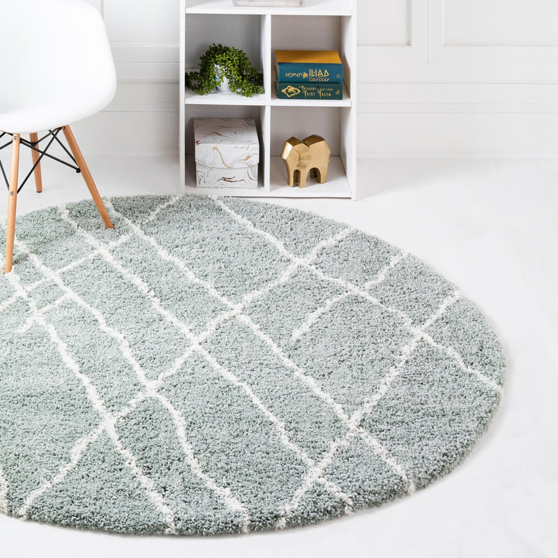 Cozy Haven Shag Collection Area Rug - Serenity (Sage Green) Round Sage Green  lifestyle 26