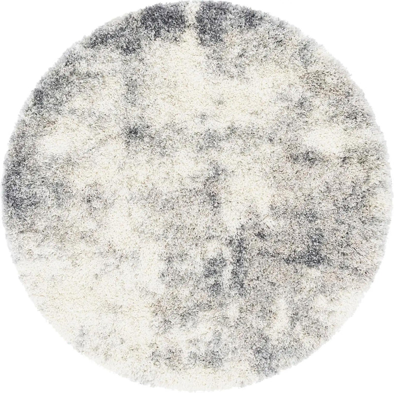 Cozy Haven Shag Collection Area Rug -  Tranquility (Pebble Gray) Round Pebble Gray  lifestyle 23