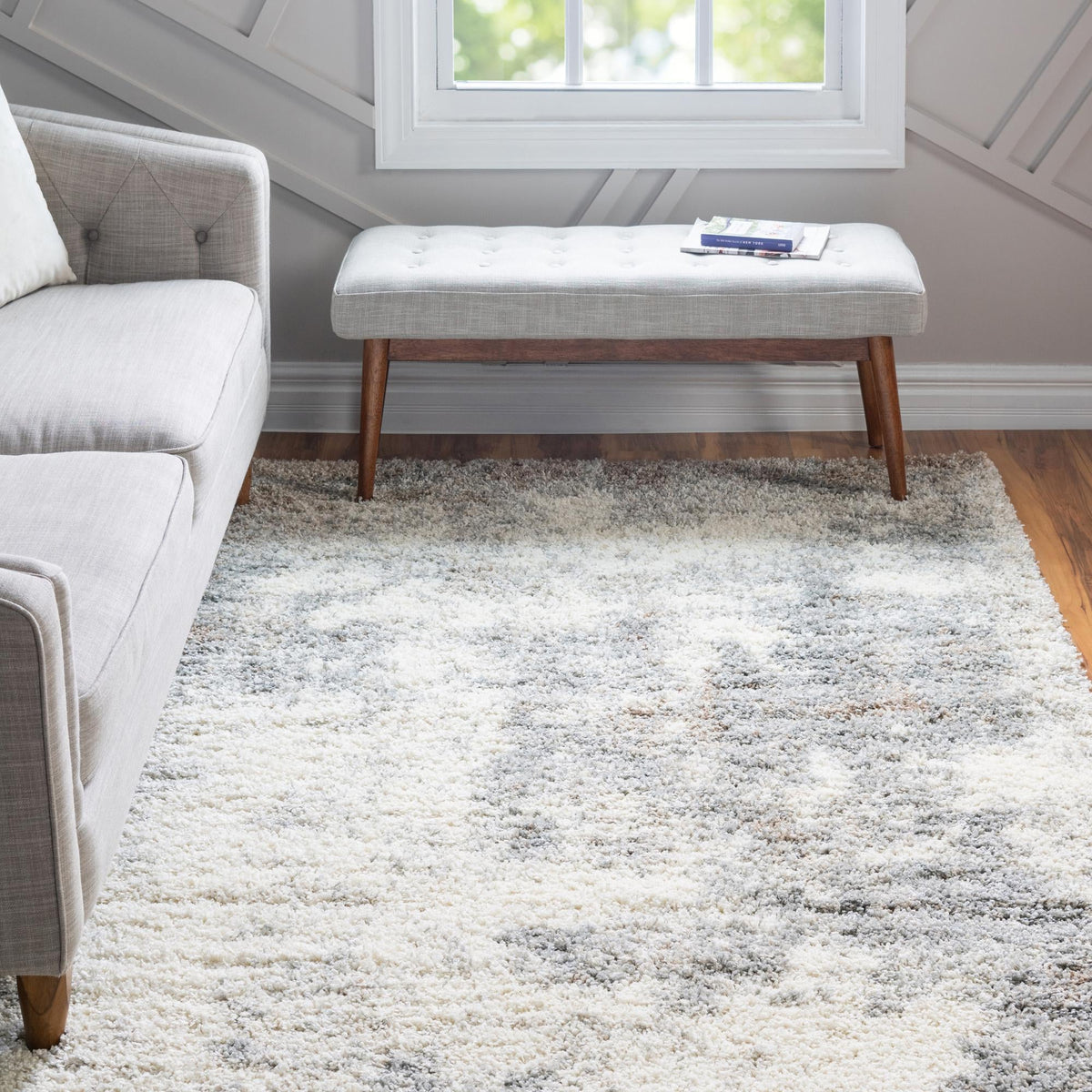 Cozy Haven Shag Collection Area Rug -  Tranquility (Khaki) Rectangle Khaki  lifestyle 3