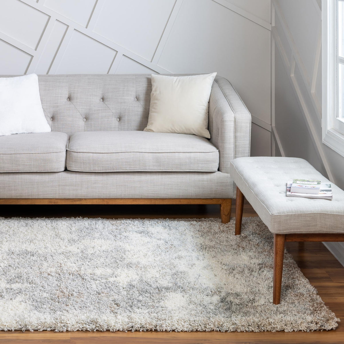 Cozy Haven Shag Collection Area Rug -  Tranquility (Khaki) Rectangle Khaki  lifestyle 4