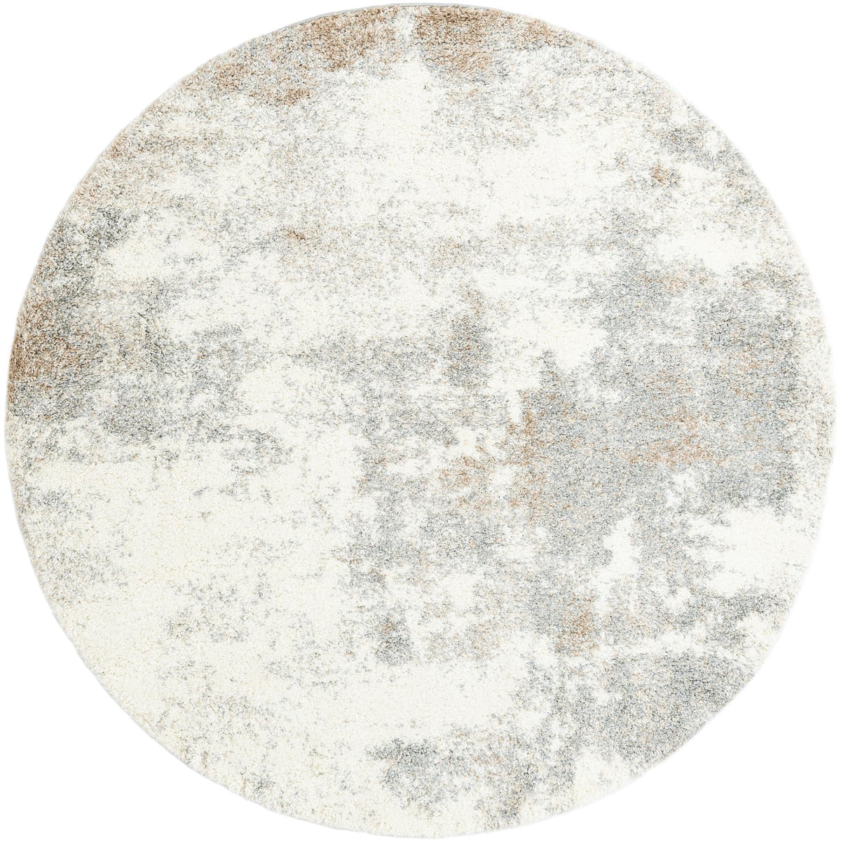 Cozy Haven Shag Collection Area Rug -  Tranquility (Khaki) Round Khaki  lifestyle 17