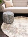 Cozy Haven Shag Collection Area Rug -  Tranquility (Khaki) Round Khaki  lifestyle 23