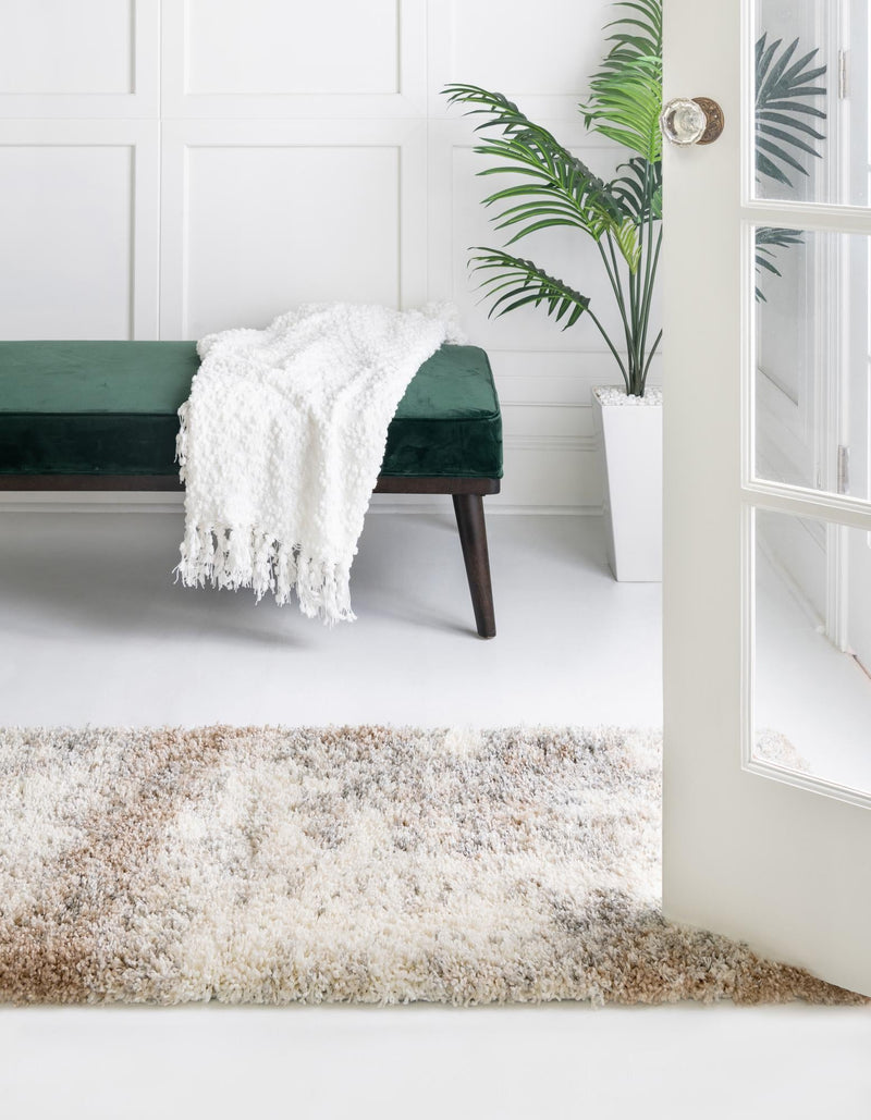 Cozy Haven Shag Collection Area Rug -  Tranquility (Khaki) Runner Khaki  lifestyle 26