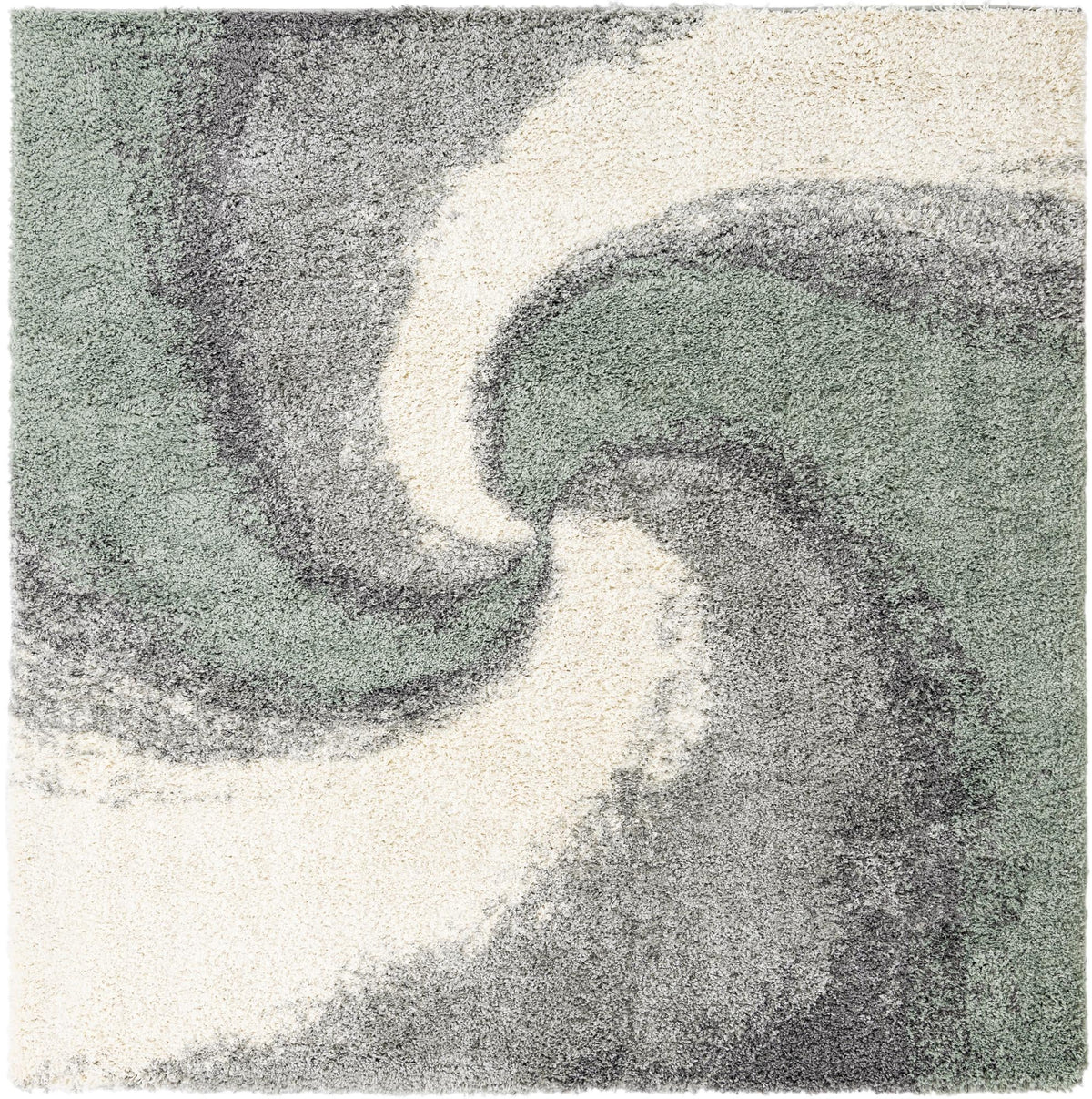 Cozy Haven Shag Collection Area Rug -  Oasis Square Sage Green  lifestyle 111