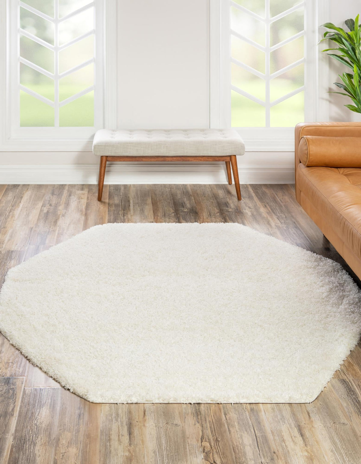 Plush Oasis Collection Area Rug - Serenity (Snow White) Octagon Snow White  lifestyle 0