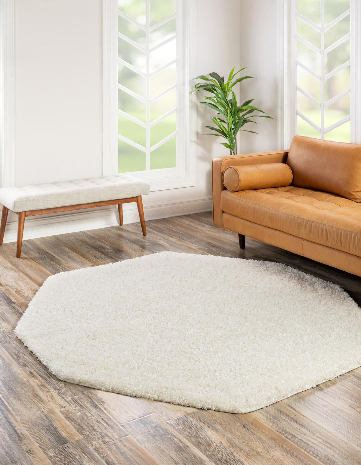 Plush Oasis Collection Area Rug - Serenity (Snow White) Octagon Snow White  lifestyle 5