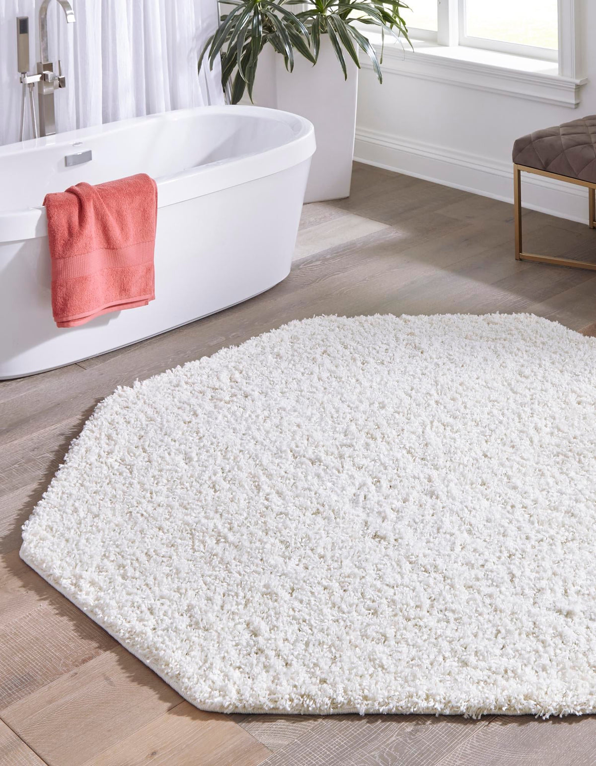 Plush Oasis Collection Area Rug - Serenity (Snow White) Octagon Snow White  lifestyle 9