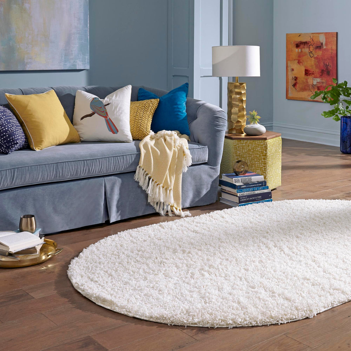 Plush Oasis Collection Area Rug - Serenity (Snow White) Oval Snow White  lifestyle 41
