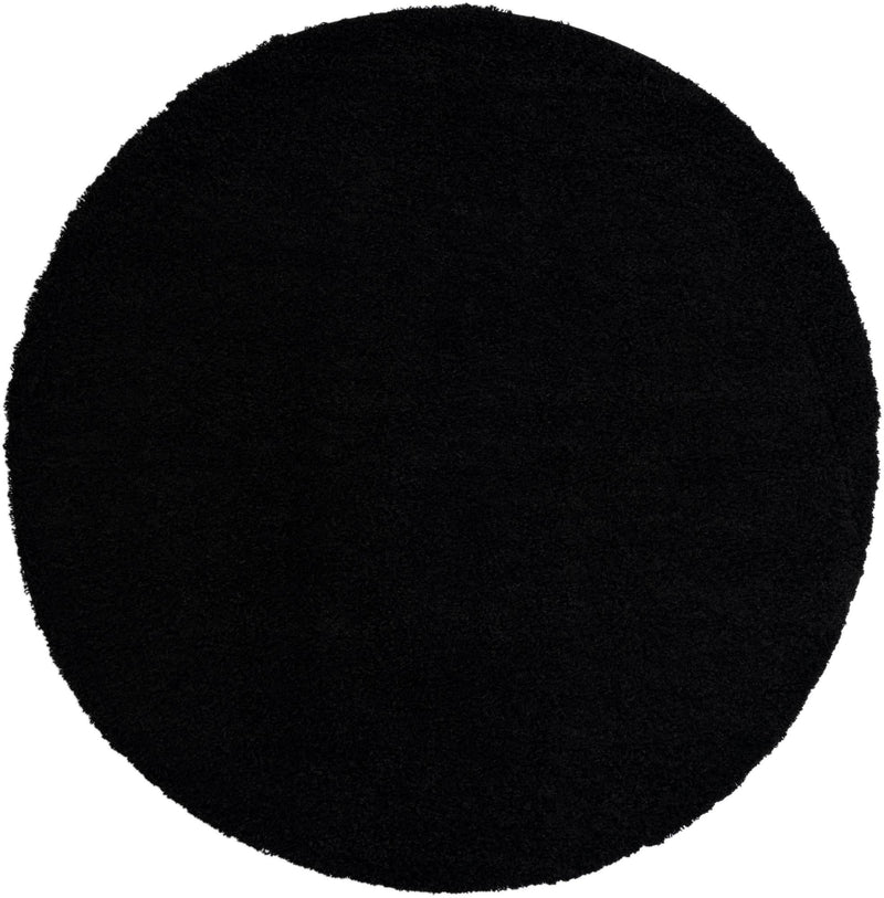 Plush Oasis Collection Area Rug - Serenity (Jet Black) Round Jet Black  lifestyle 20