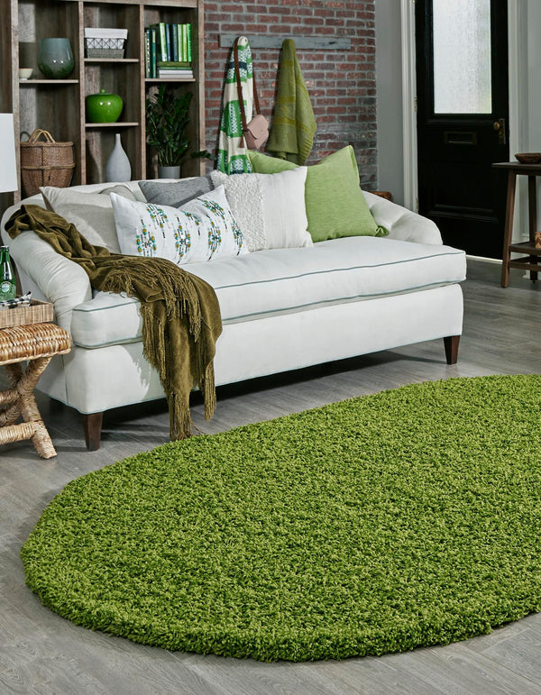 Plush Oasis Collection Area Rug - Serenity (Grass Green) Oval Grass Green  lifestyle 5