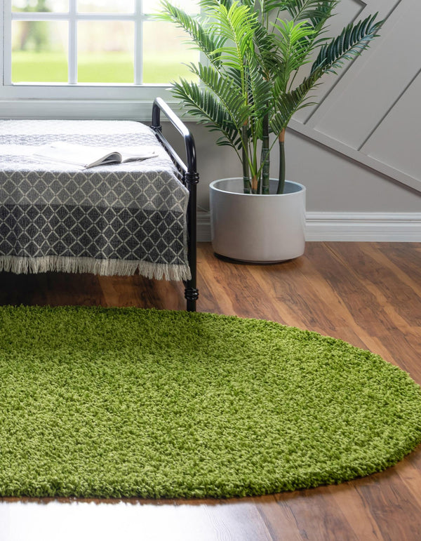 Plush Oasis Collection Area Rug - Serenity (Grass Green) Oval Grass Green  lifestyle 7