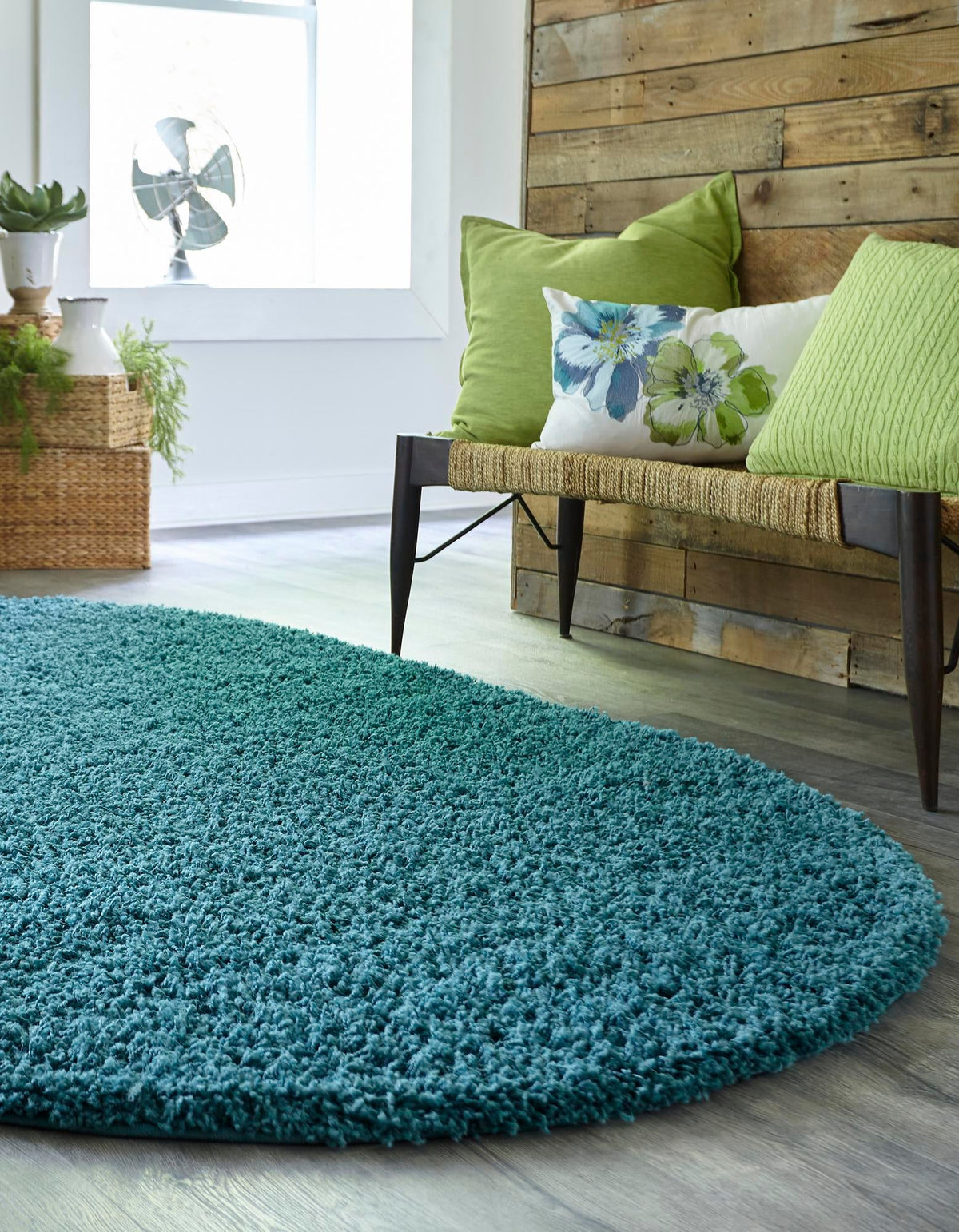 Plush Oasis Collection Area Rug - Serenity (Deep Aqua Blue) Oval Deep Aqua Blue  lifestyle 5