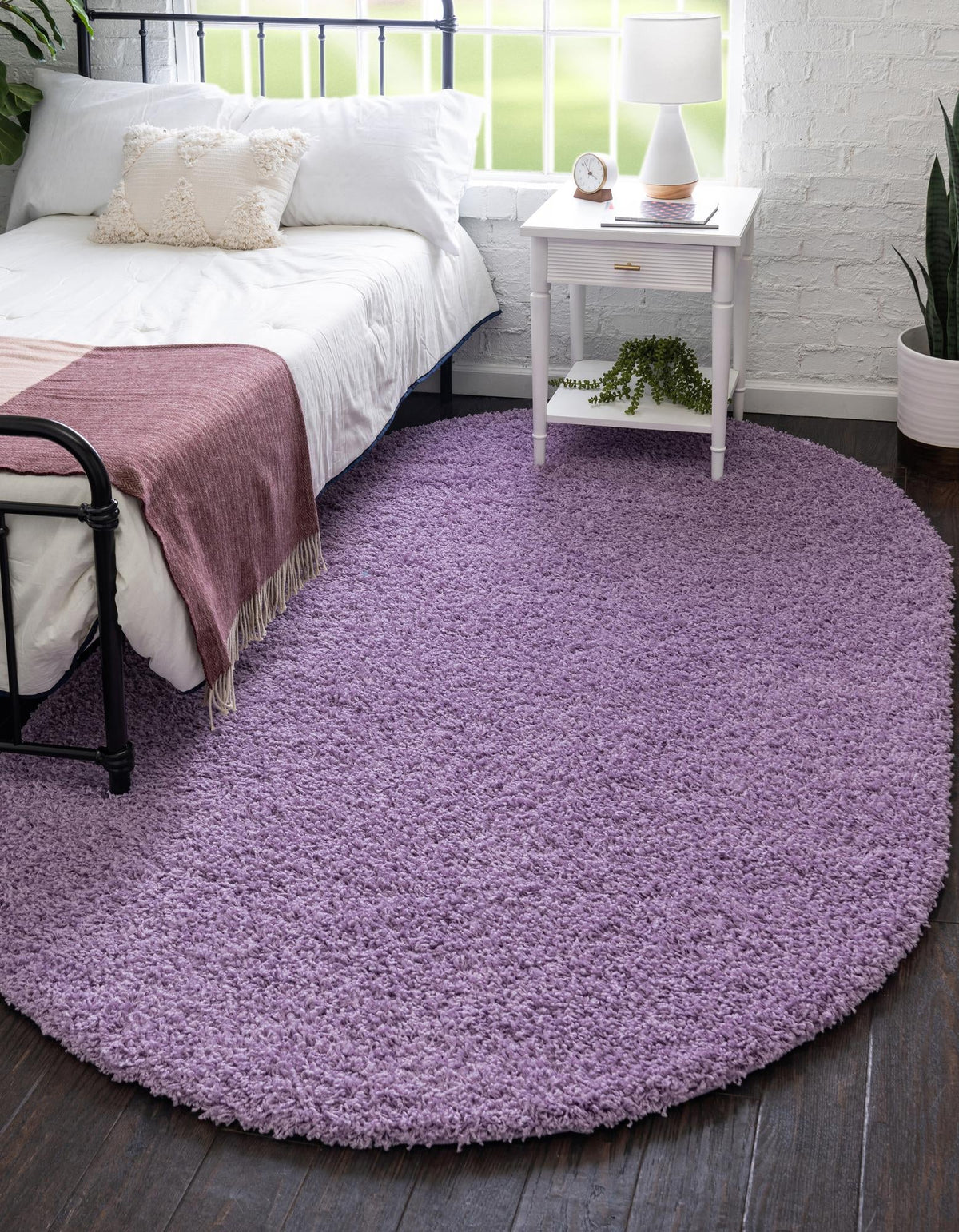 Plush Oasis Collection Area Rug - Serenity (Lilac) Oval Lilac  lifestyle 0