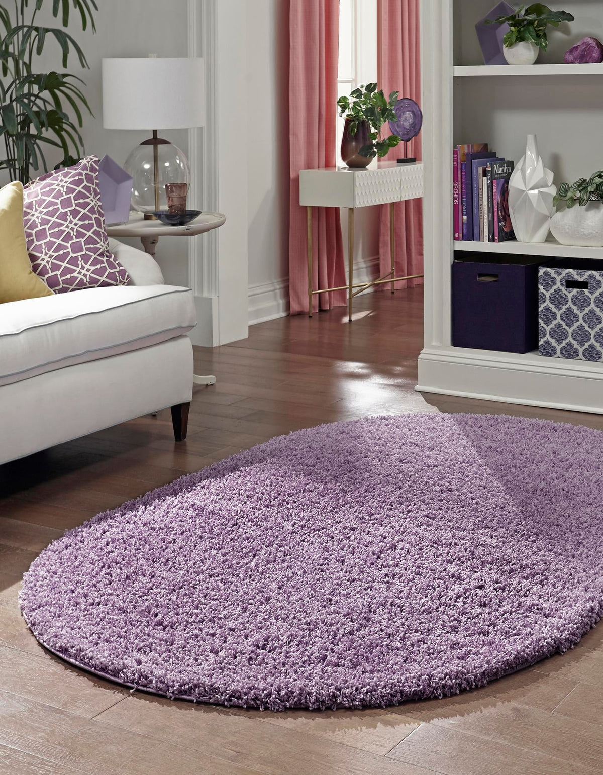 Plush Oasis Collection Area Rug - Serenity (Lilac) Oval Lilac  lifestyle 5