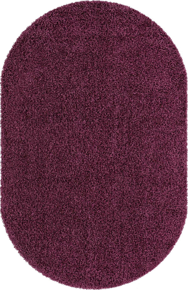 Plush Oasis Collection Area Rug - Serenity (Eggplant Purple) Oval Eggplant Purple Main
