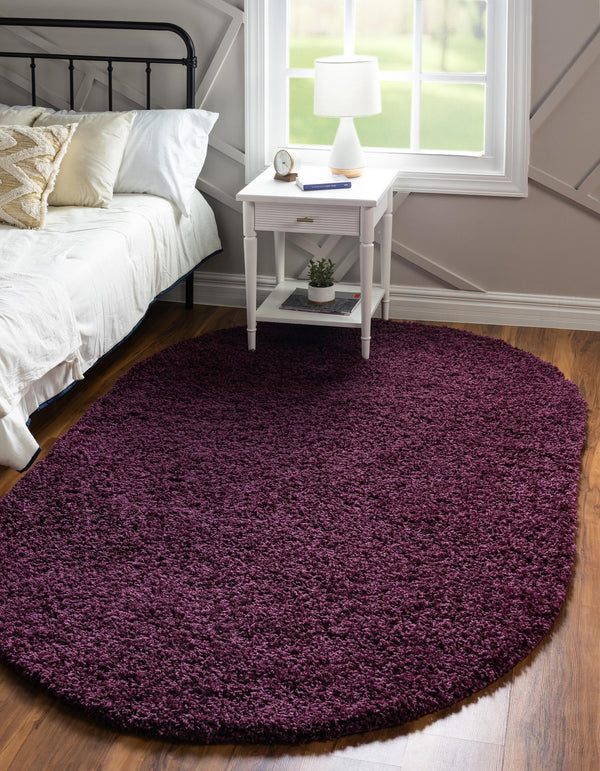 Plush Oasis Collection Area Rug - Serenity (Eggplant Purple) Oval Eggplant Purple  lifestyle 0