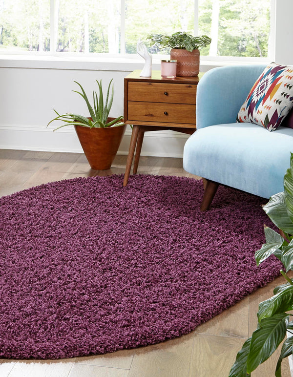 Plush Oasis Collection Area Rug - Serenity (Eggplant Purple) Oval Eggplant Purple  lifestyle 5