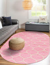 Lattice Garden Collection Area Rug -  Pergolatown (Light Pink) Oval Light Pink  lifestyle 11
