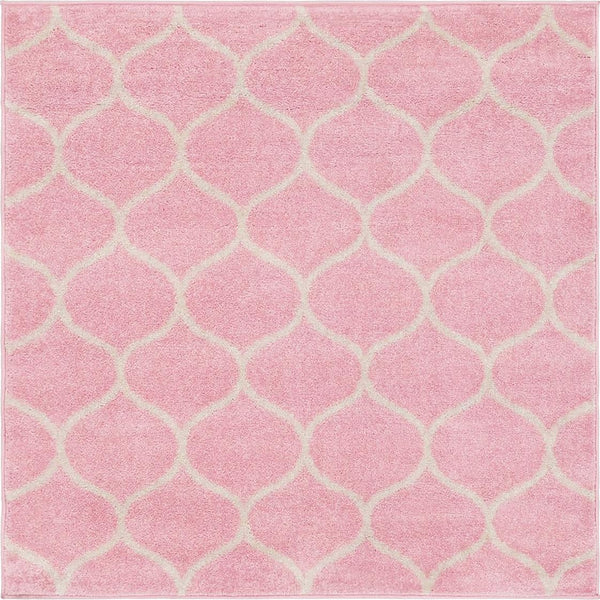 Lattice Garden Collection Area Rug -  Pergolatown (Light Pink) Square Light Pink Main
