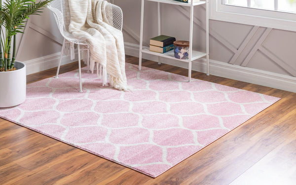 Lattice Garden Collection Area Rug -  Pergolatown (Light Pink) Square Light Pink  lifestyle 2