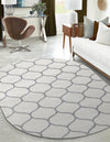 Lattice Garden Collection Area Rug -  Pergolatown (Ivory) Oval Ivory  lifestyle 0