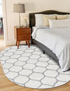 Lattice Garden Collection Area Rug -  Pergolatown (Ivory) Oval Ivory  lifestyle 10