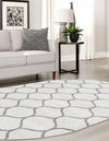 Lattice Garden Collection Area Rug -  Pergolatown (Ivory) Oval Ivory  lifestyle 22