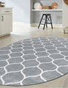 Lattice Garden Collection Area Rug -  Pergolatown (Light Gray) Oval Light Gray  lifestyle 15