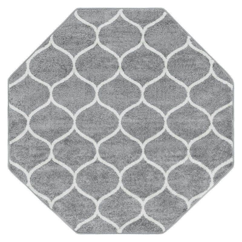 Lattice Garden Collection Area Rug -  Pergolatown (Light Gray) Octagon Light Gray Main