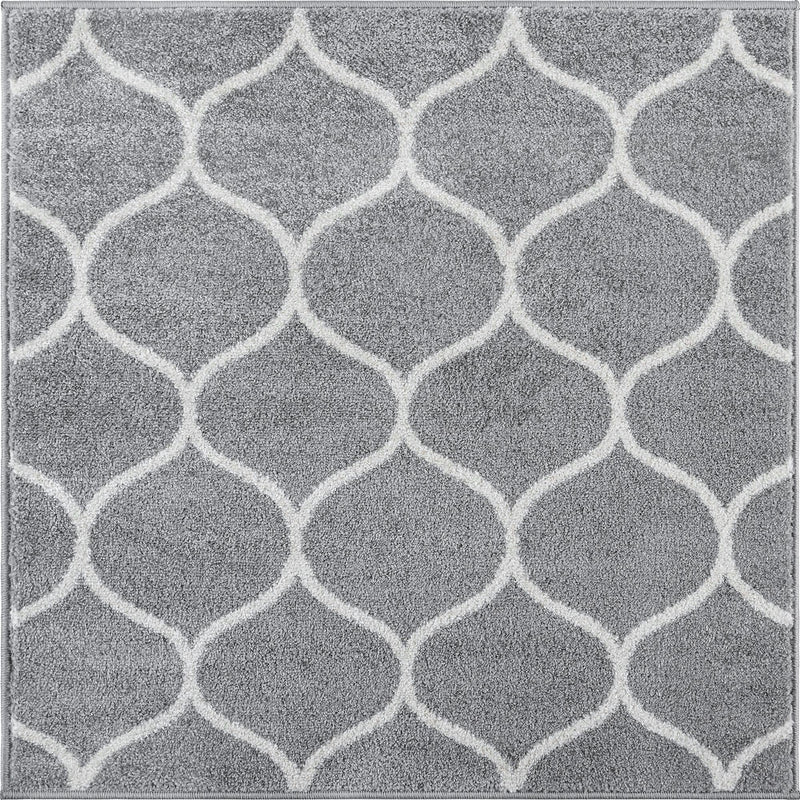 Lattice Garden Collection Area Rug -  Pergolatown (Light Gray) Square Light Gray Main