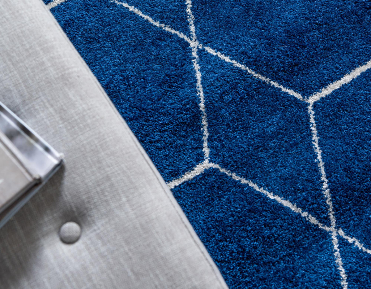 Lattice Garden Collection Area Rug - Arborville (Navy Blue) Oval Navy Blue  lifestyle 7