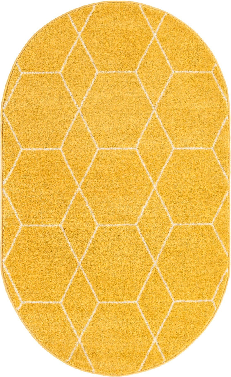 Lattice Garden Collection Area Rug - Arborville (Yellow) Oval Yellow Main