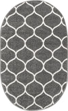 Lattice Garden Collection Area Rug -  Pergolatown (Dark Gray) Oval Dark Gray Main