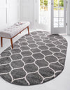 Lattice Garden Collection Area Rug -  Pergolatown (Dark Gray) Oval Dark Gray  lifestyle 0
