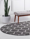 Lattice Garden Collection Area Rug -  Pergolatown (Dark Gray) Oval Dark Gray  lifestyle 3