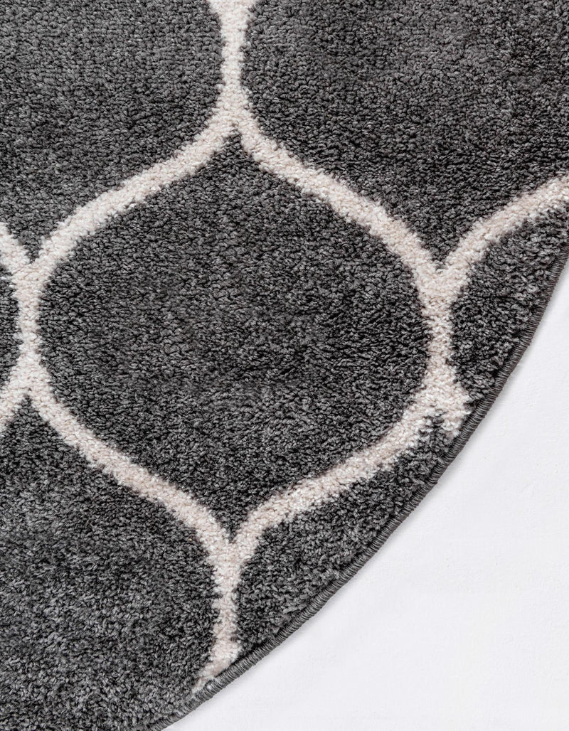 Lattice Garden Collection Area Rug -  Pergolatown (Dark Gray) Oval Dark Gray  lifestyle 13