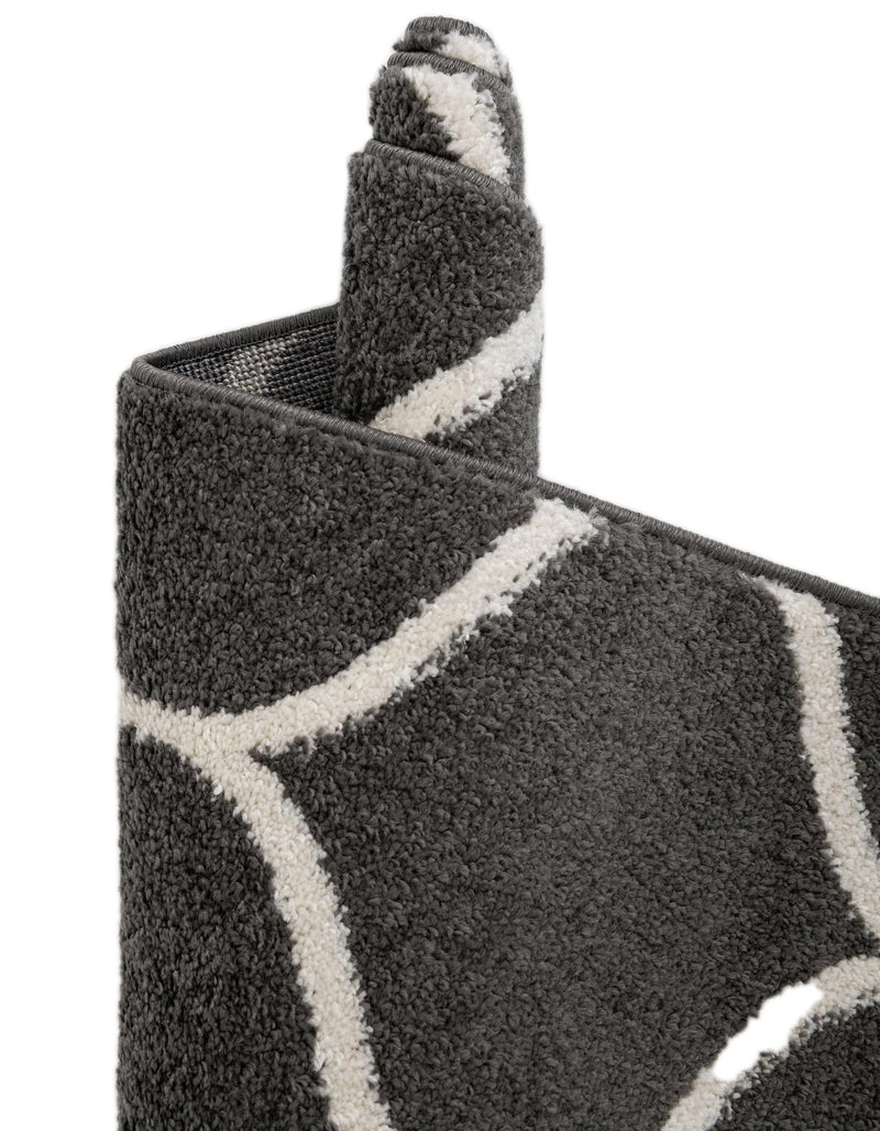 Lattice Garden Collection Area Rug -  Pergolatown (Dark Gray) Oval Dark Gray  lifestyle 25