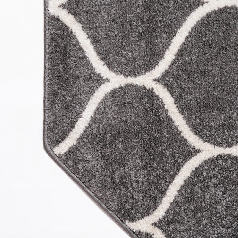 Lattice Garden Collection Area Rug -  Pergolatown (Dark Gray) Octagon Dark Gray  lifestyle 10