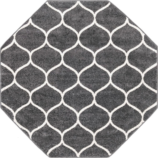 Lattice Garden Collection Area Rug -  Pergolatown (Dark Gray) Octagon Dark Gray Main