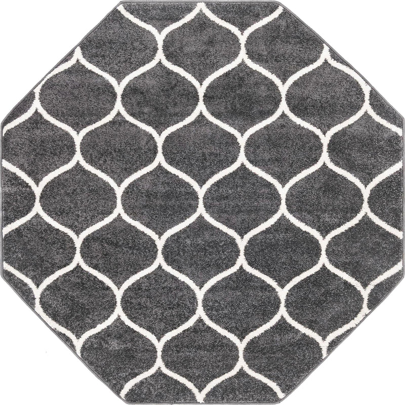 Lattice Garden Collection Area Rug -  Pergolatown (Dark Gray) Octagon Dark Gray Main