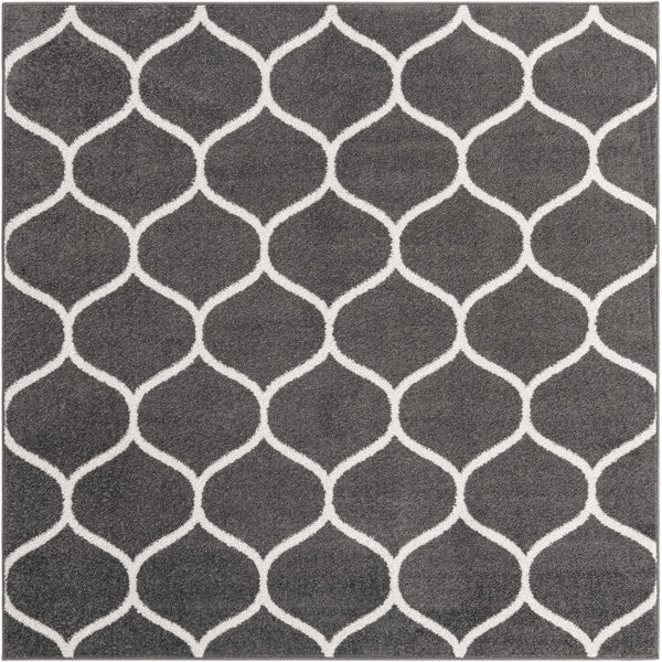 Lattice Garden Collection Area Rug -  Pergolatown (Dark Gray) Square Dark Gray Main