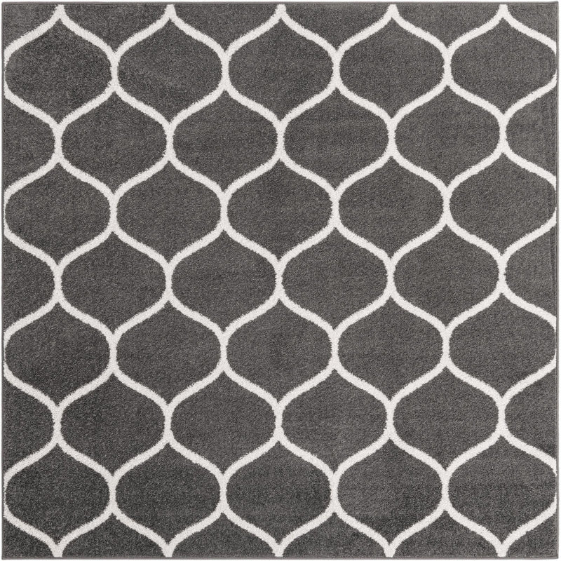 Lattice Garden Collection Area Rug -  Pergolatown (Dark Gray) Square Dark Gray Main