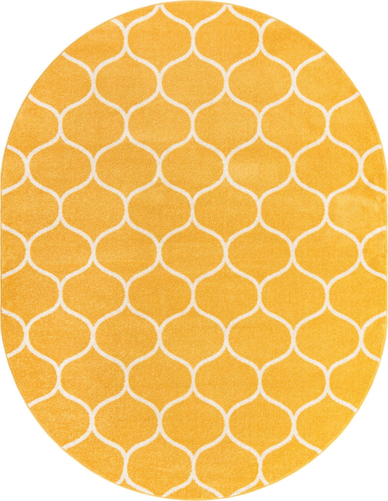 Lattice Garden Collection Area Rug -  Pergolatown (Yellow) Oval Yellow Main
