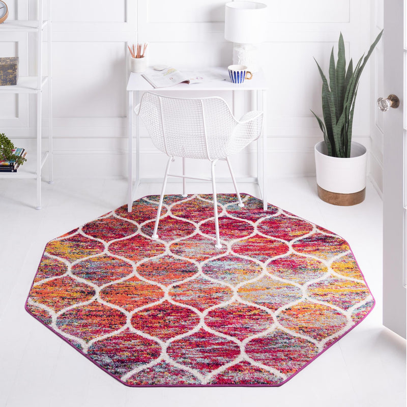 Lattice Garden Collection Area Rug -  Pergolatown (Multi) Octagon Multi  lifestyle 0