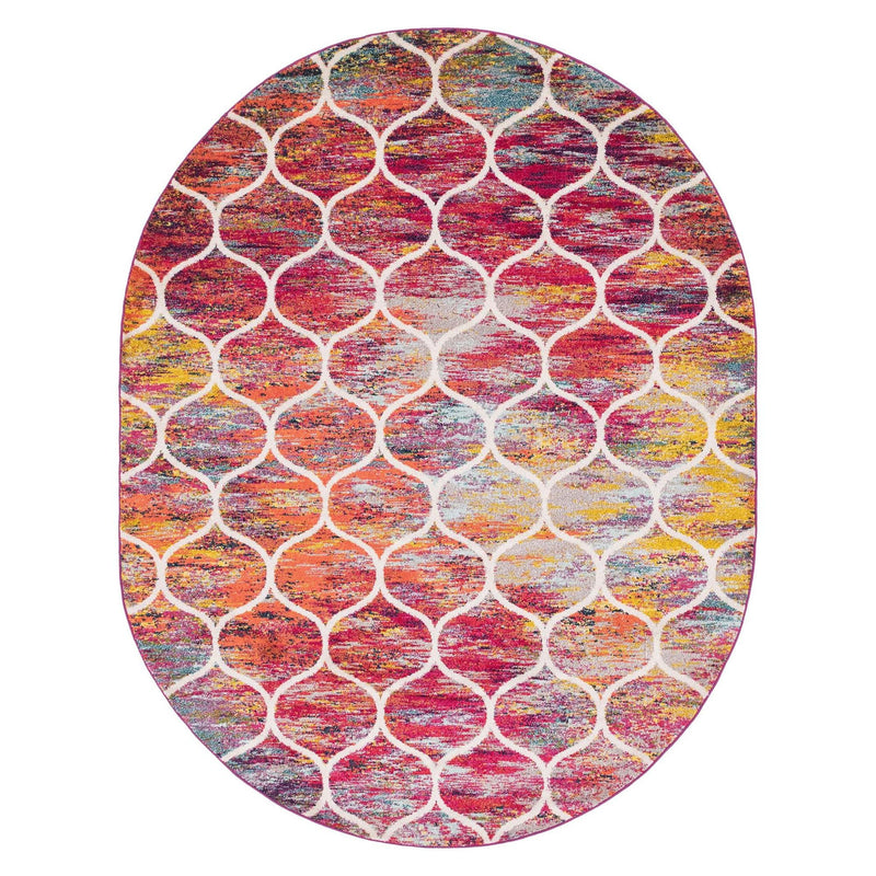 Lattice Garden Collection Area Rug -  Pergolatown (Multi) Oval Multi Main