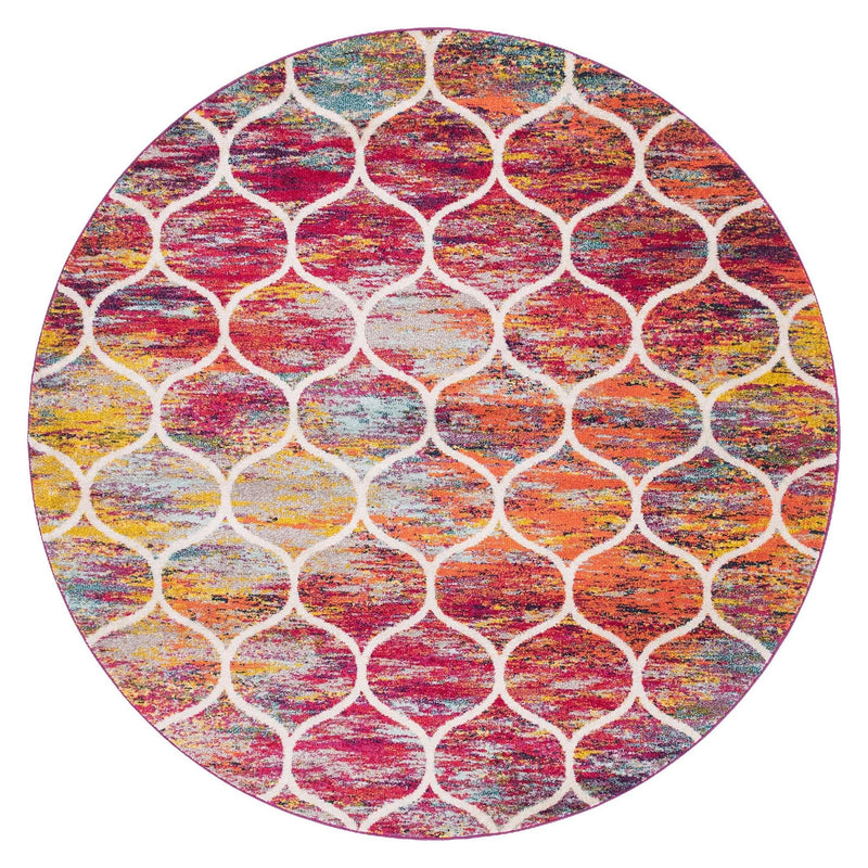 Lattice Garden Collection Area Rug -  Pergolatown (Multi) Round Multi Main