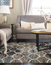 Lattice Garden Collection Area Rug -  Pergolatown (Blue Multi) Rectangle Blue Multi  lifestyle 6